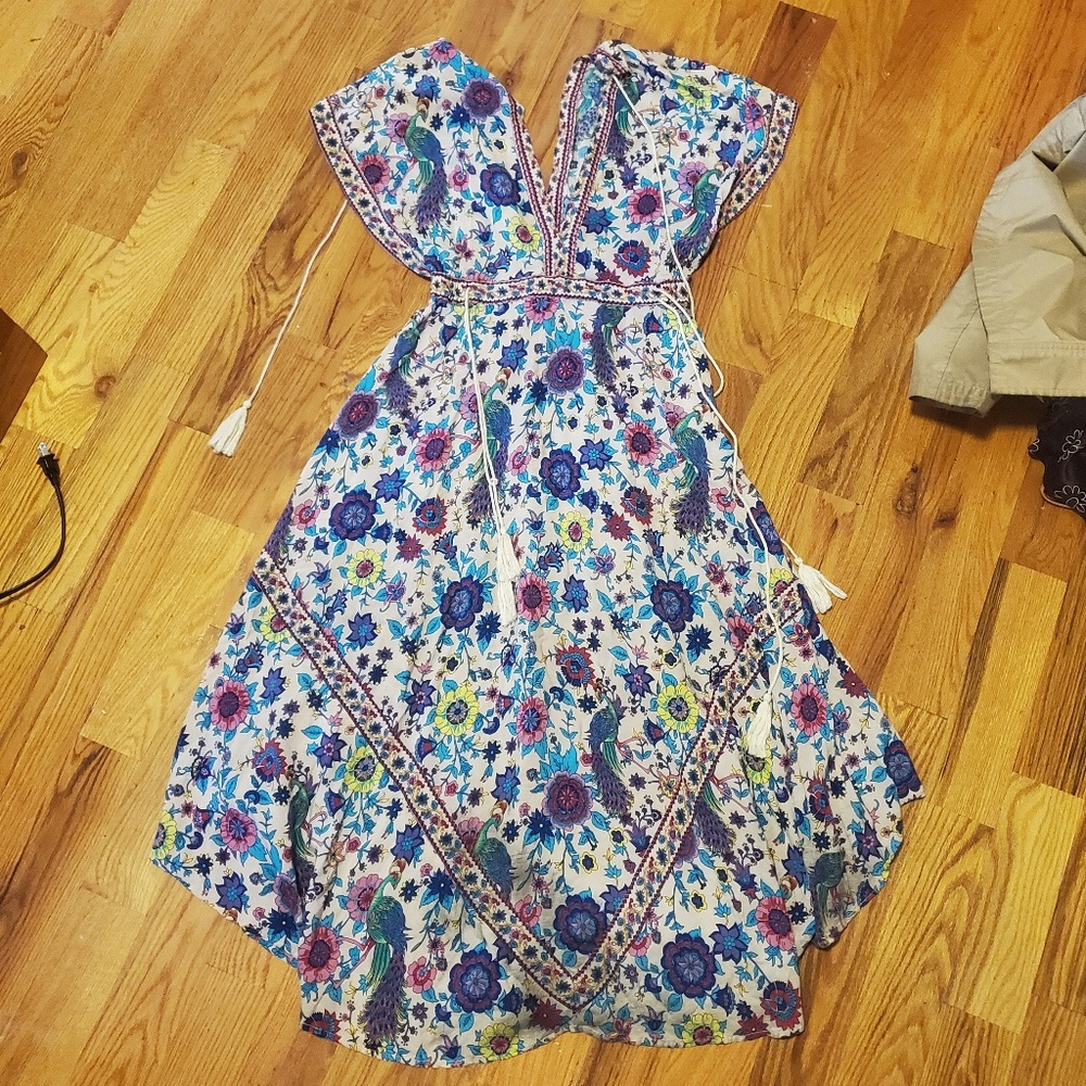 Gorgeous Floral Peacock Colorful Sun Dress!